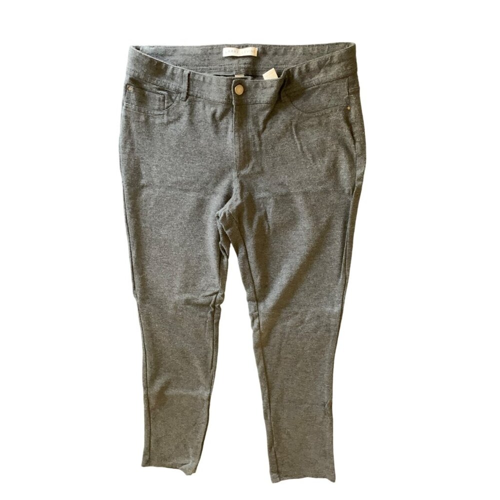 Larry Levine Charcoal Gray Stretch Pants Size 14 With Button Closure & Pockets